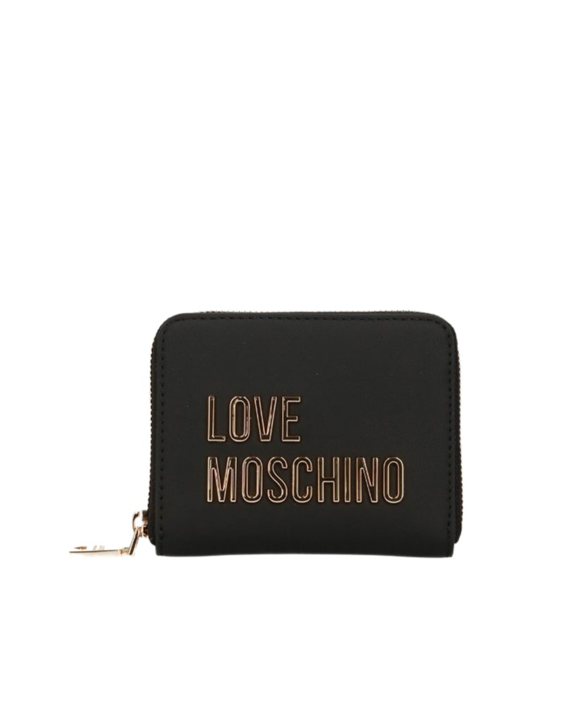 Moschino Love Logo-lettering Zipped Wallet In Black