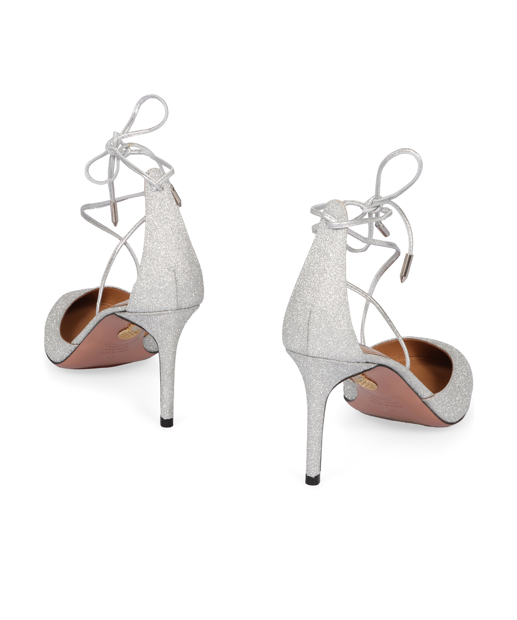 Aquazzura Cherry 75mm Glittered Pumps In White
