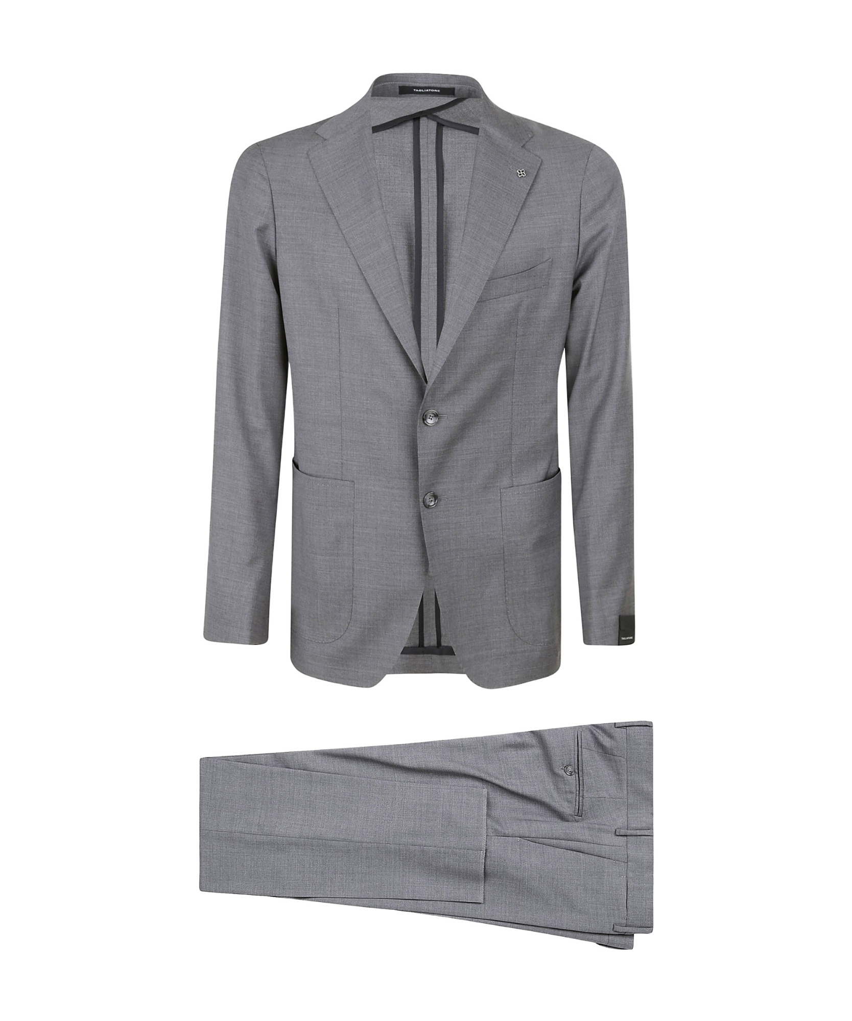 Tagliatore Long-sleeved Coat Belt Ring Trousers Suit In Gray