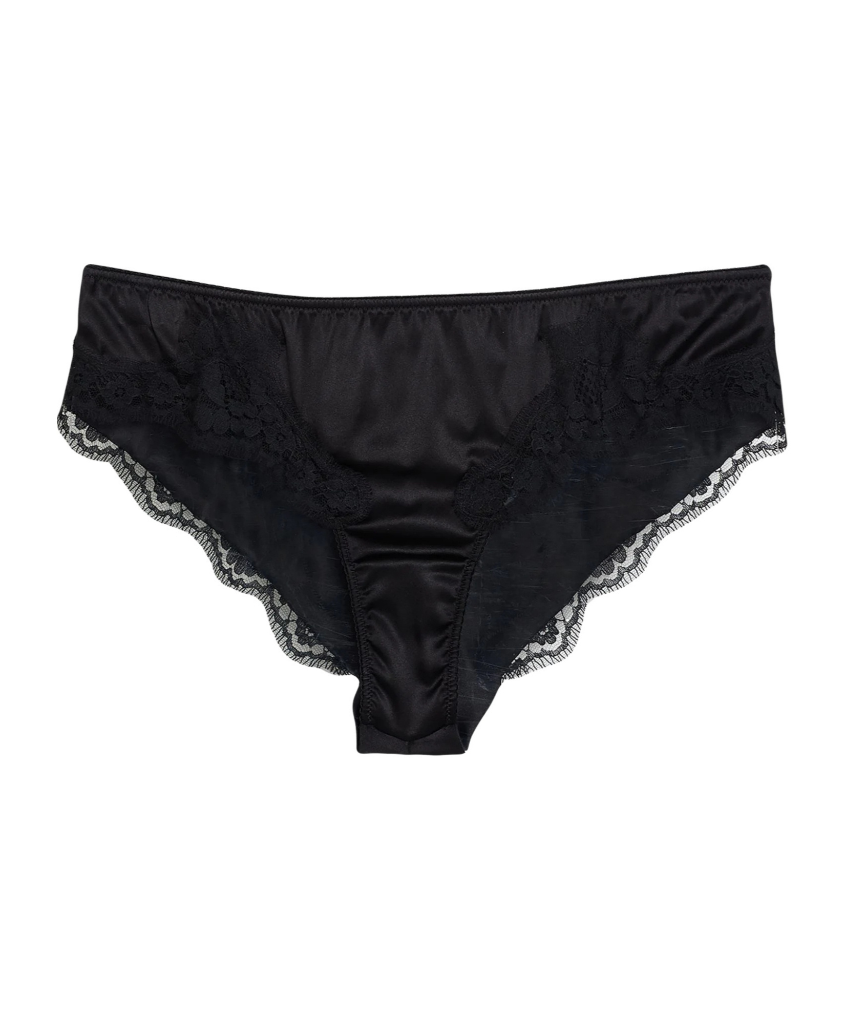 Dolce & Gabbana Solid-color Satin Lace Panties In Black