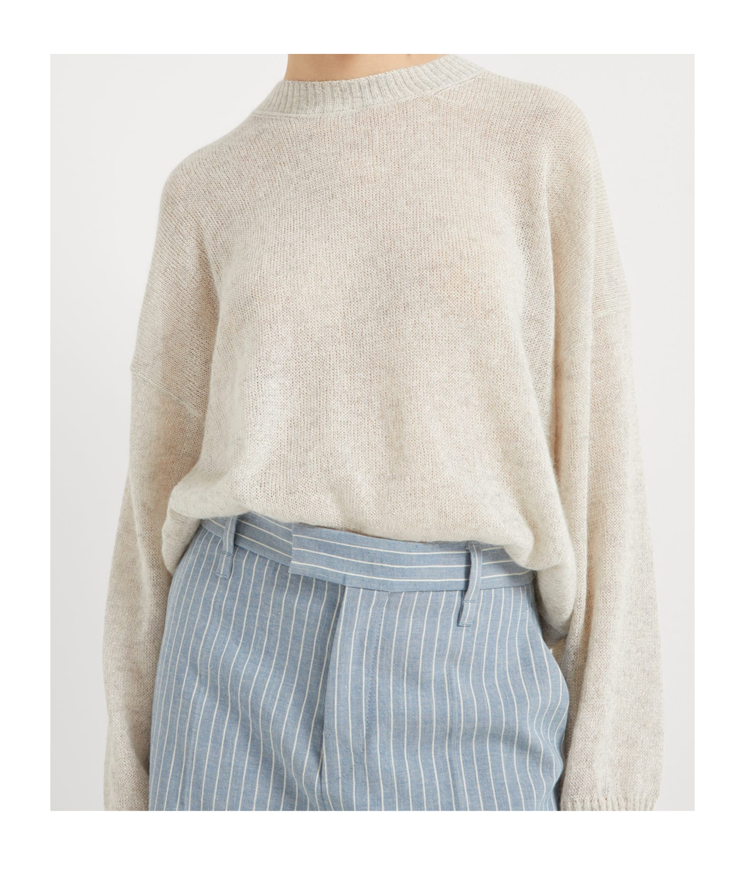 Brunello Cucinelli Round-neck And Long-sleeved Sweater In White