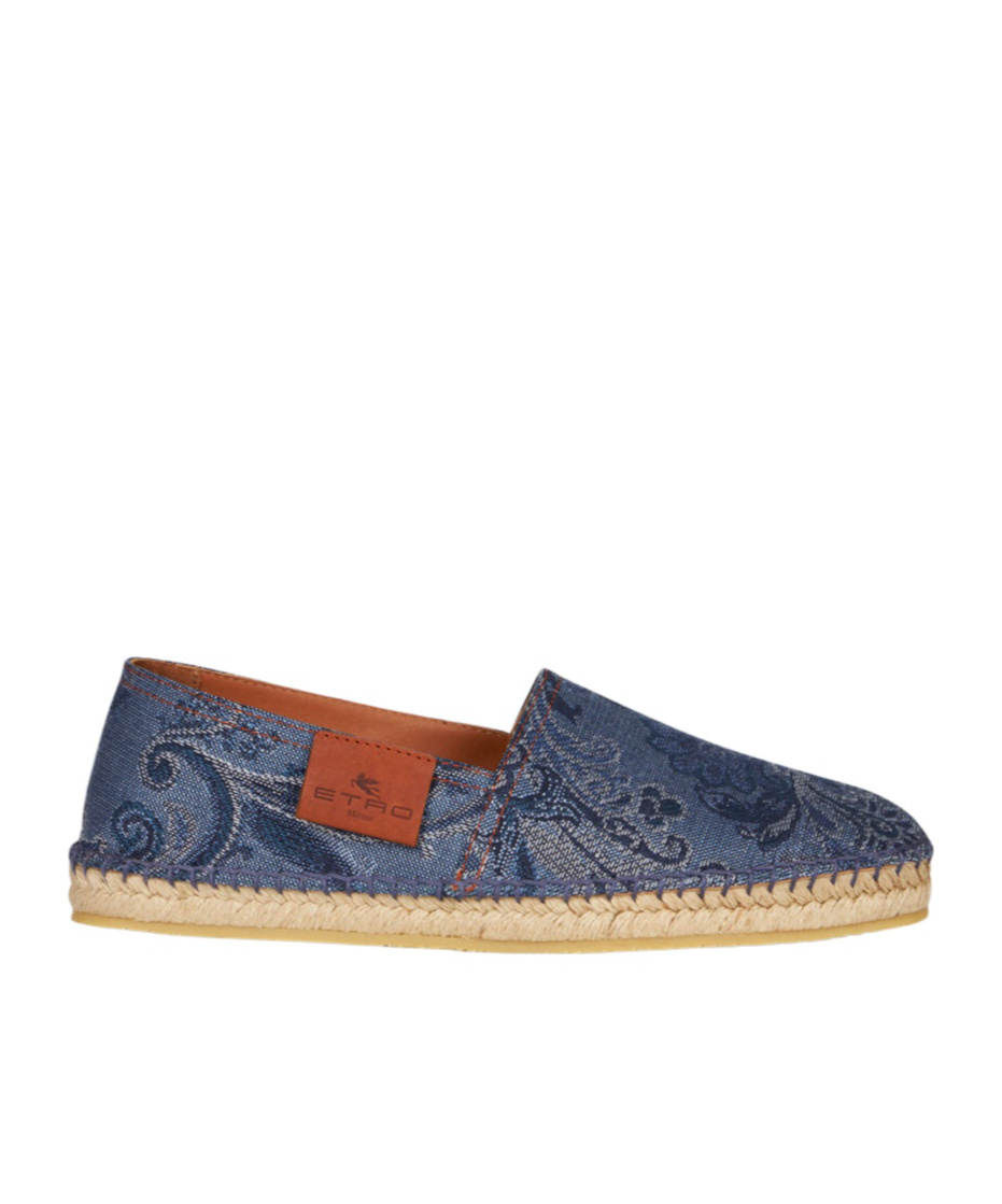 Shop Etro Jacquard Denim Espadrilles In Multi-color