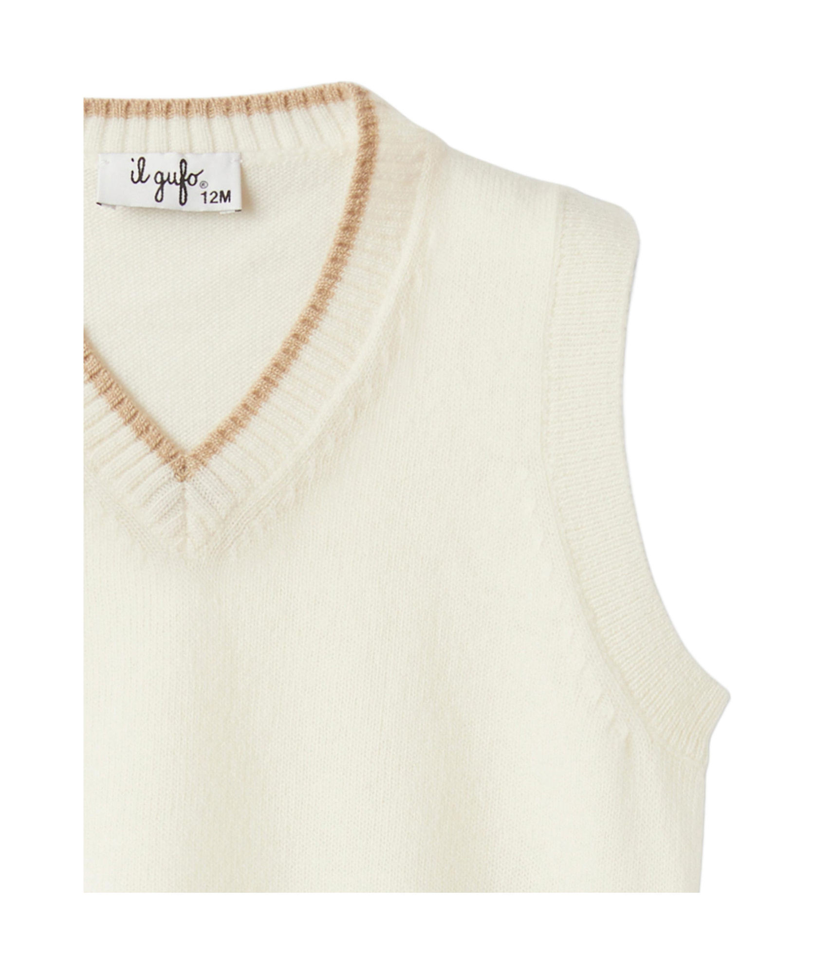 Il Gufo V-neck Knitted Wool Vest In White