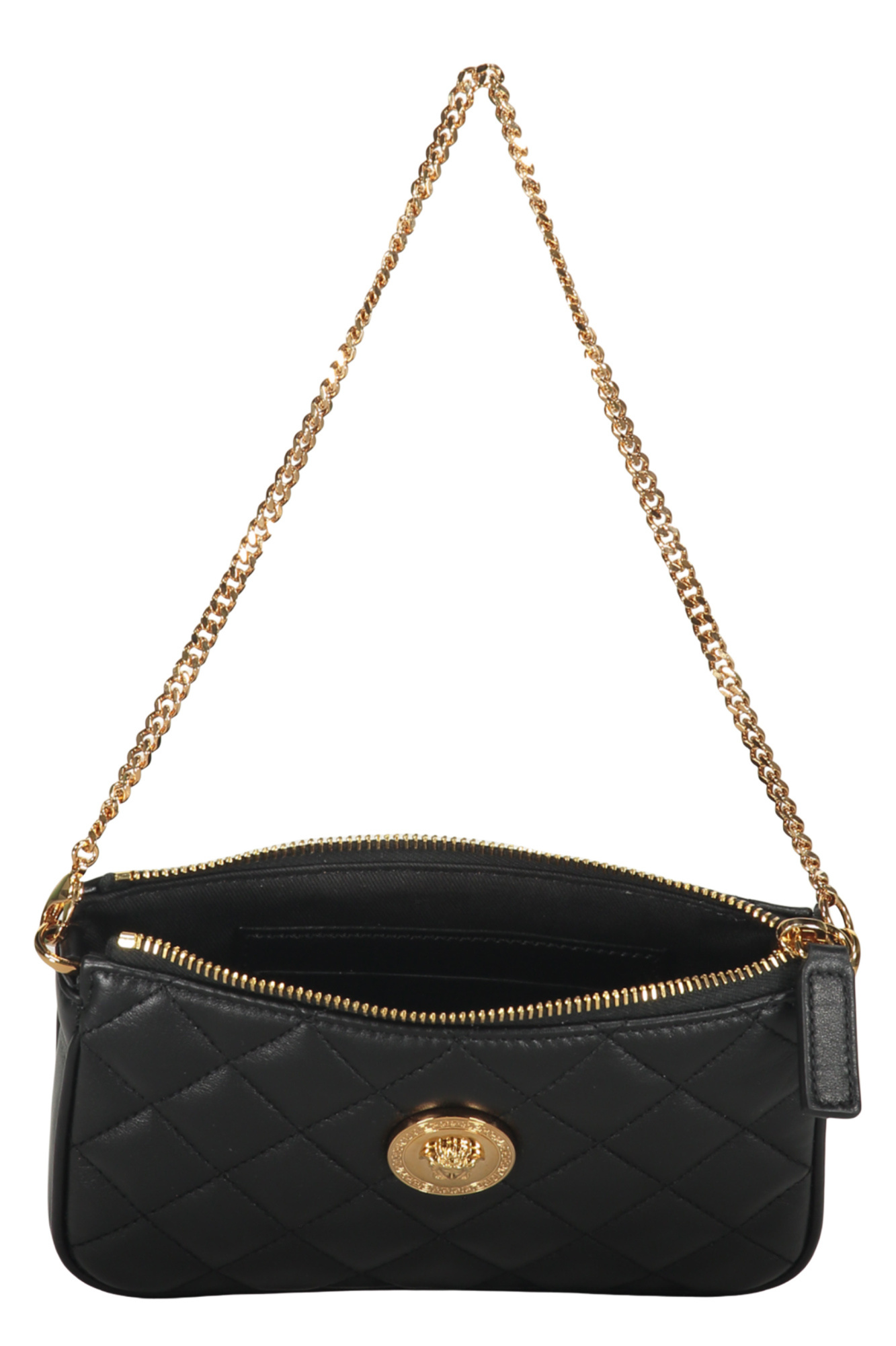 Versace Medusa Quilted Leather Pochette In Black
