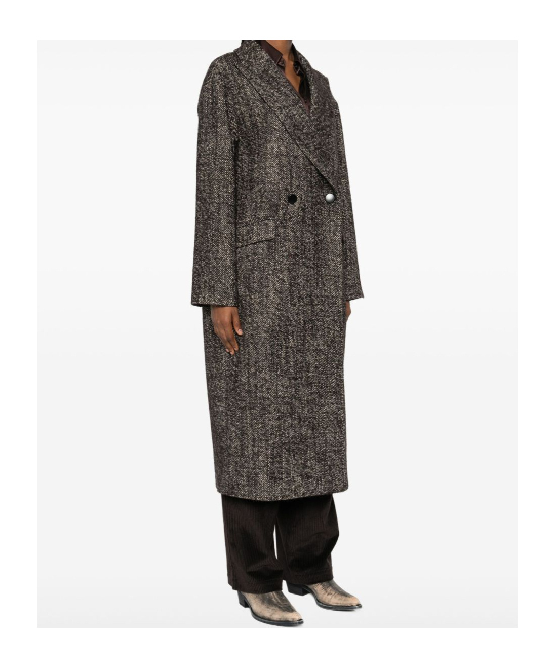 Tagliatore Double-breasted Brown Wool Blend Coat In Brown