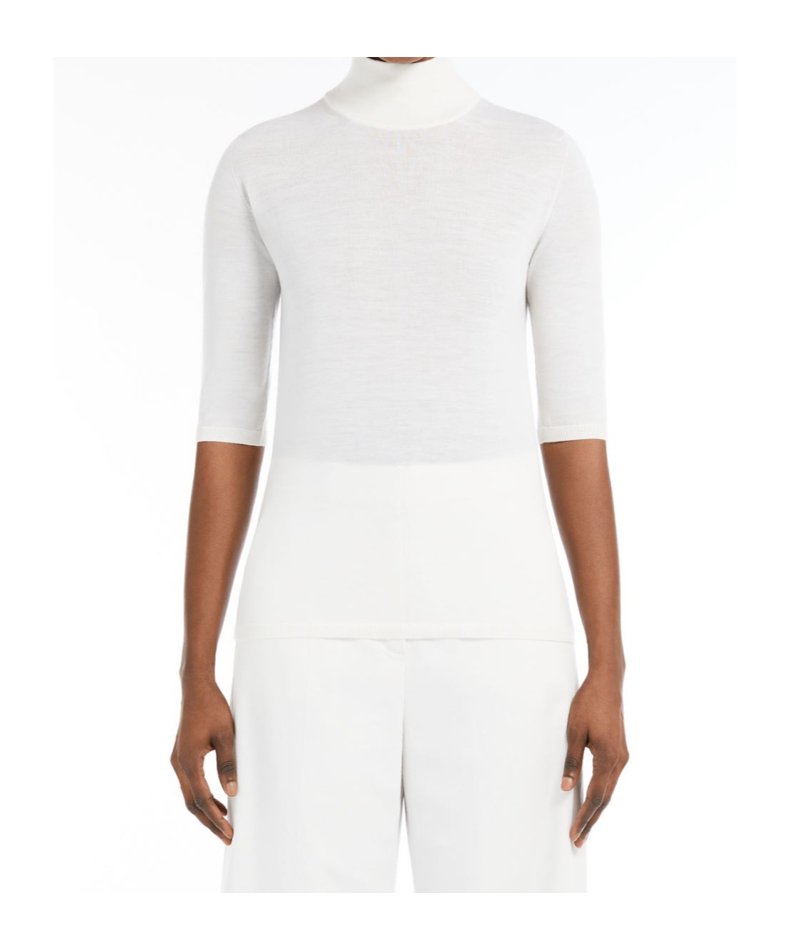 Max Mara Cecina Wool High-neck Top In White