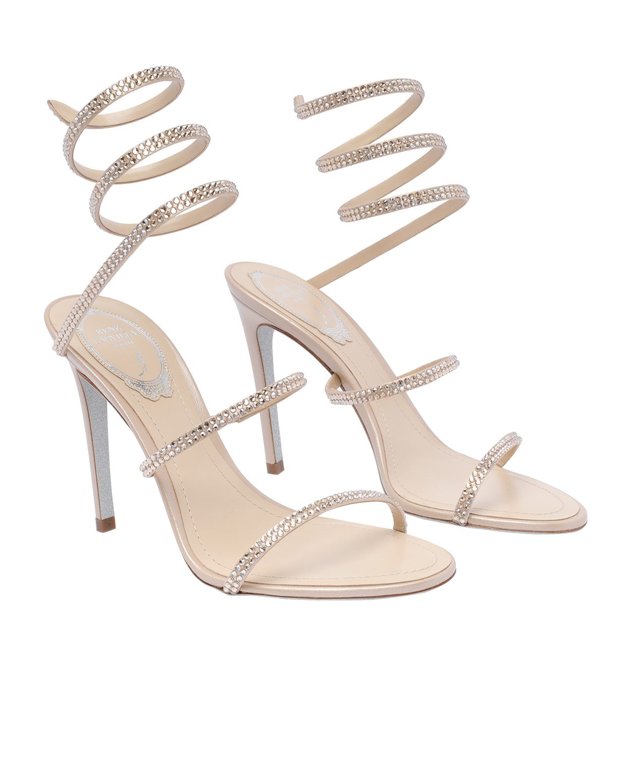 René Caovilla Cleo Embellished Heeled Sandals In Gray