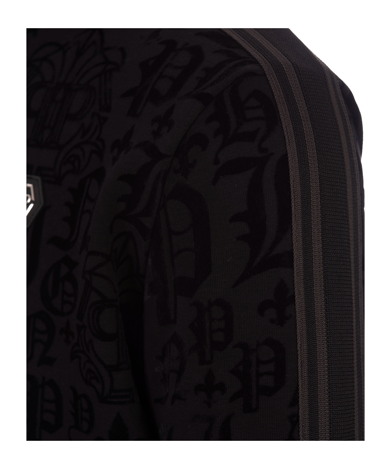 Philipp Plein Gothic-print Side-stripe Sport Jacket In Black