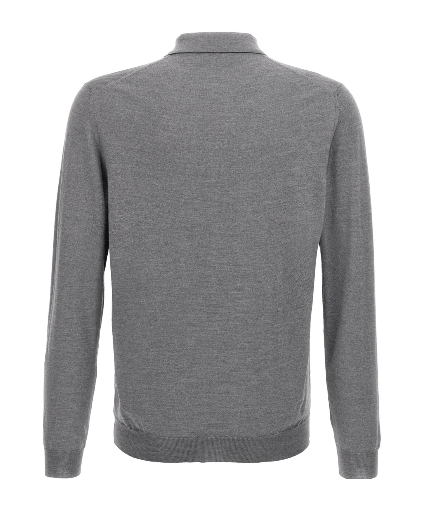 Zanone Virgin Wool Polo Shirt With Button Placket And Cuffed Sleeves In Gray