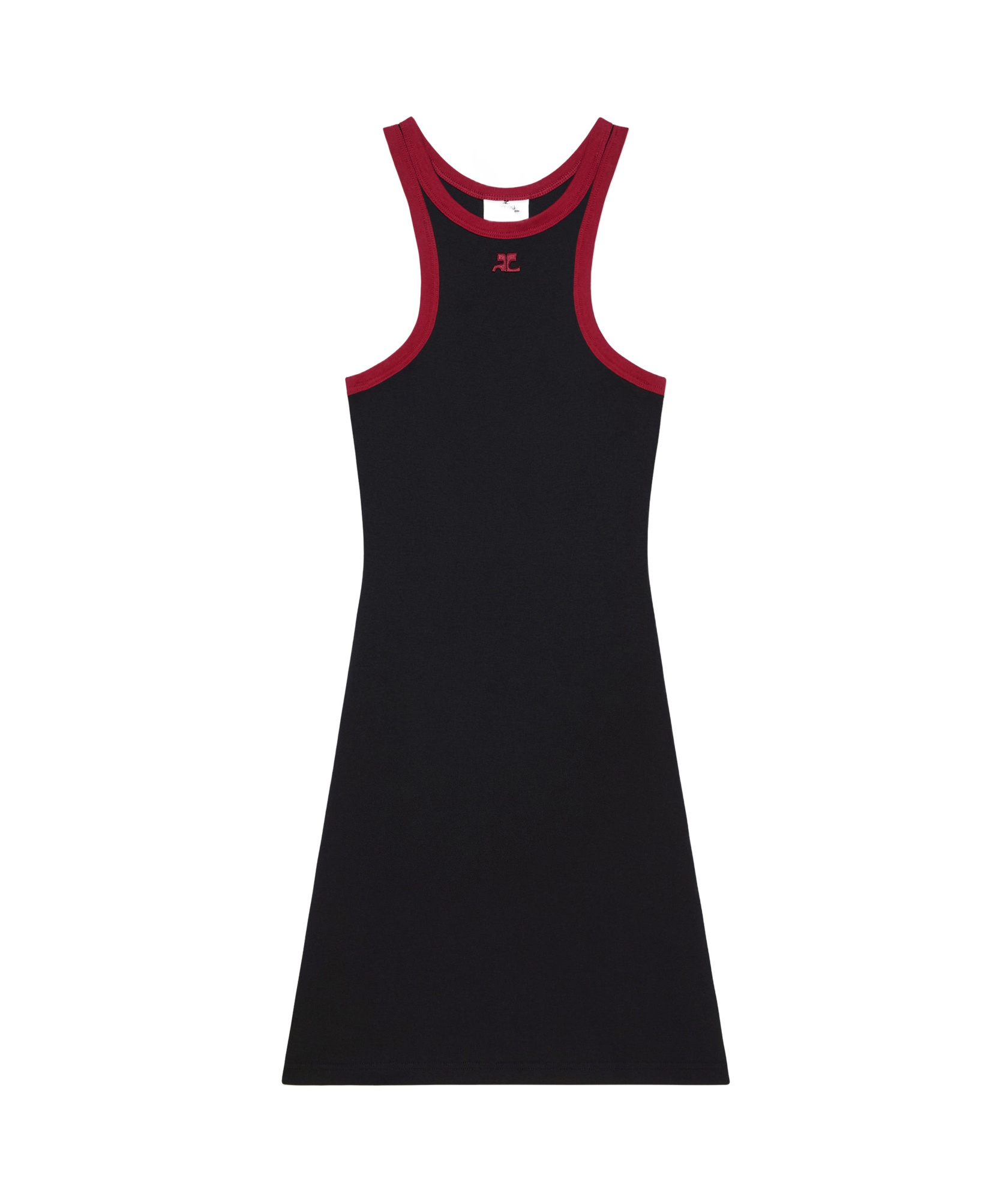 Courrèges Scuba Mini Dress With Logo Patch In Black
