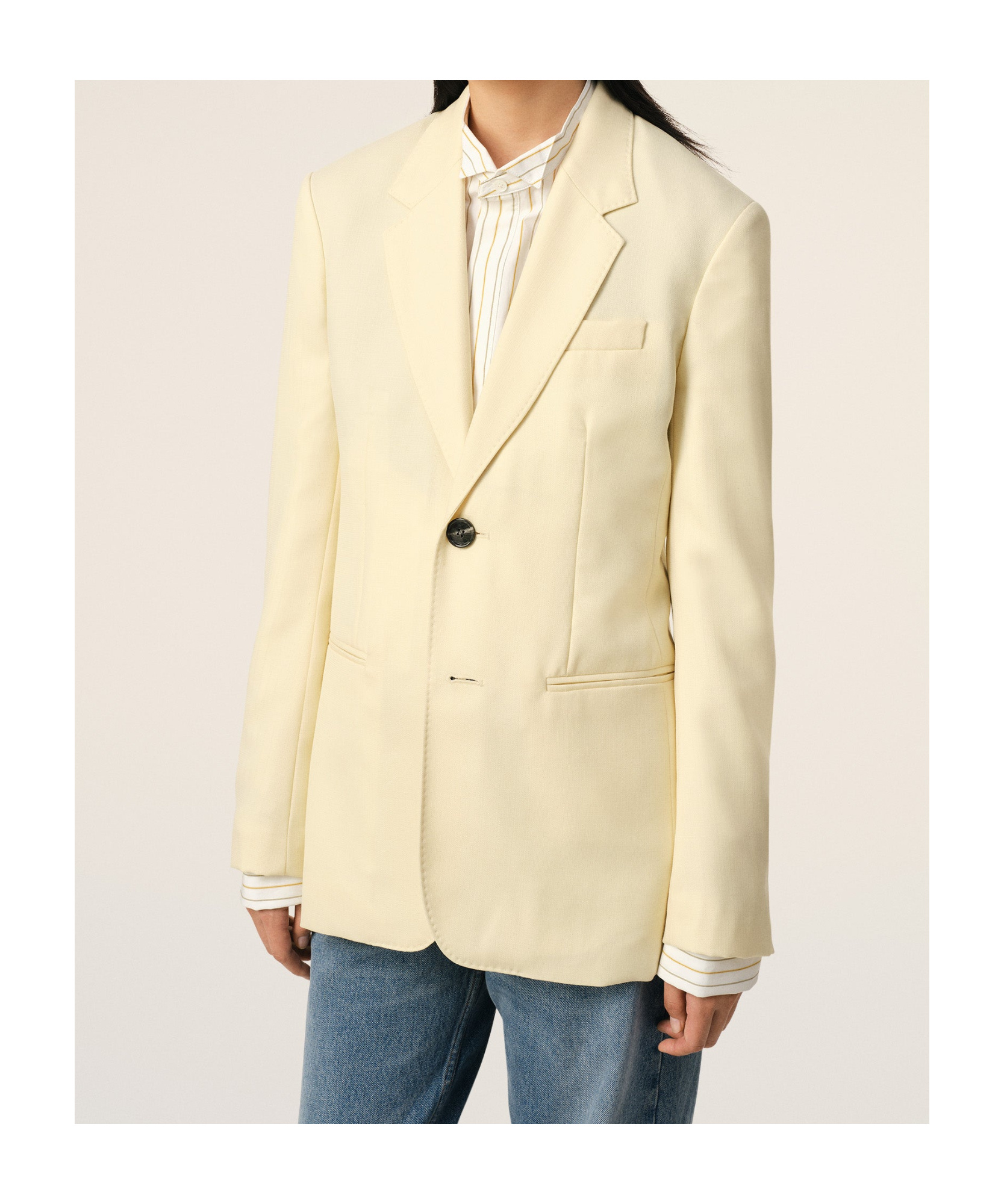 Ami Alexandre Mattiussi Yellow Wool Semi-lined Jacket Yellow In Nude