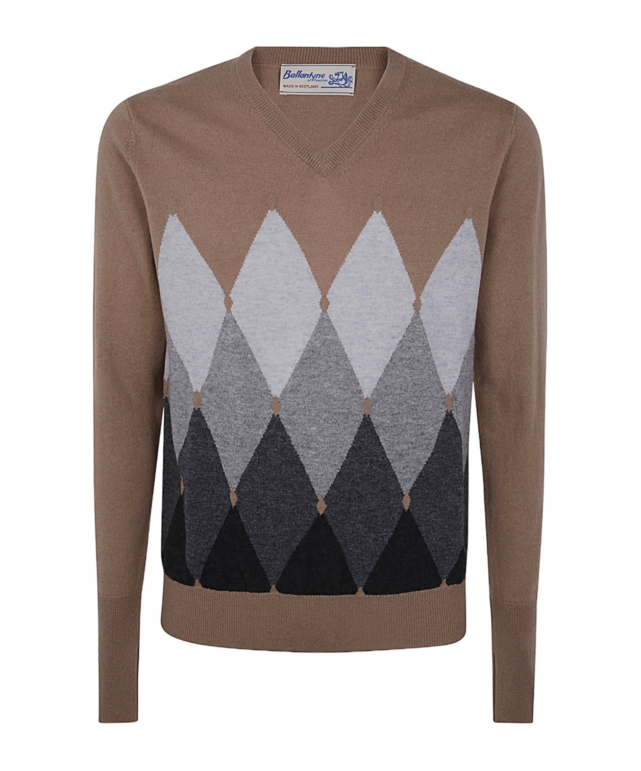 Ballantyne V Neck Pullover In Brown