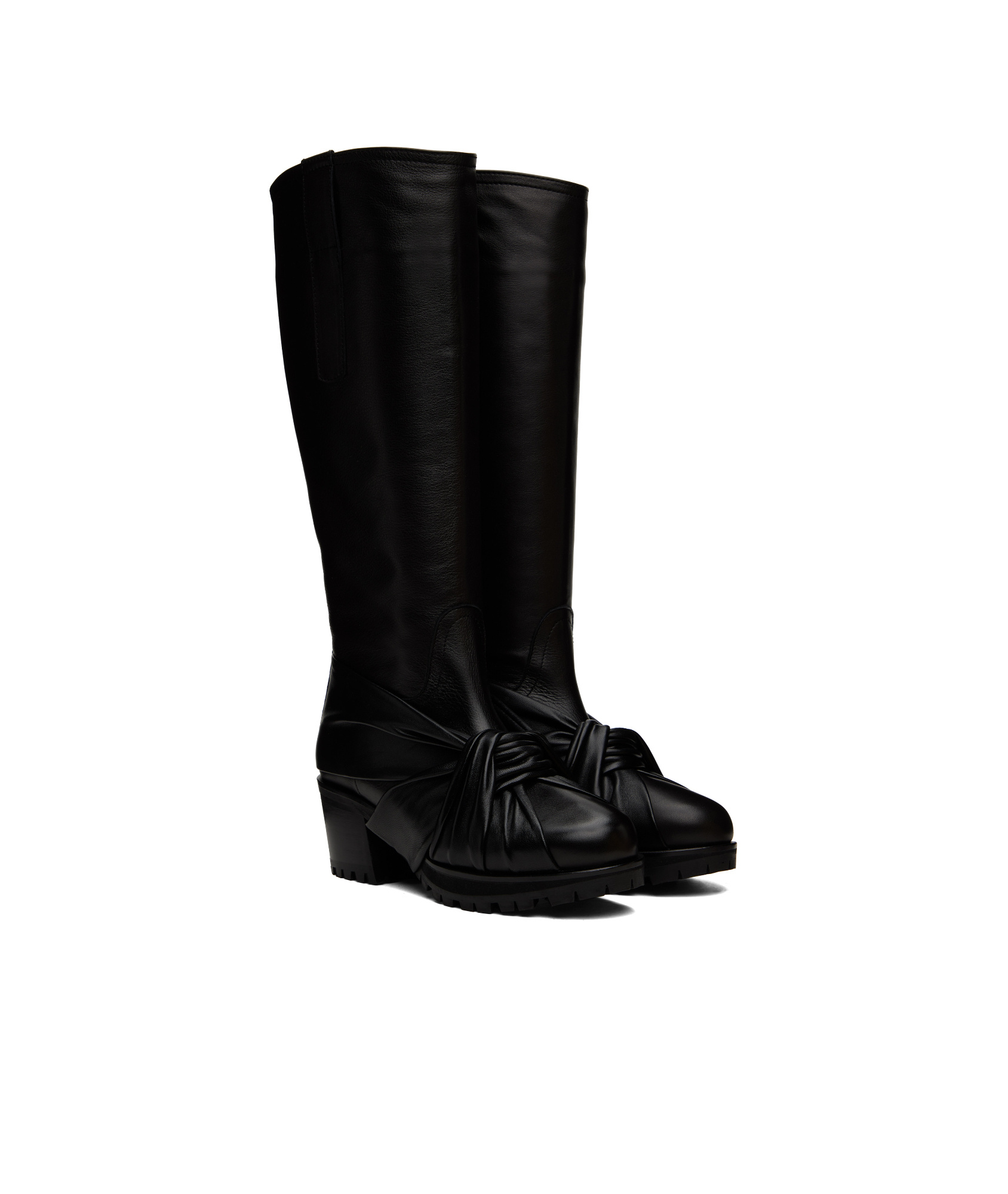 Kiko Kostadinov Black Knotted Riding Boots In Black