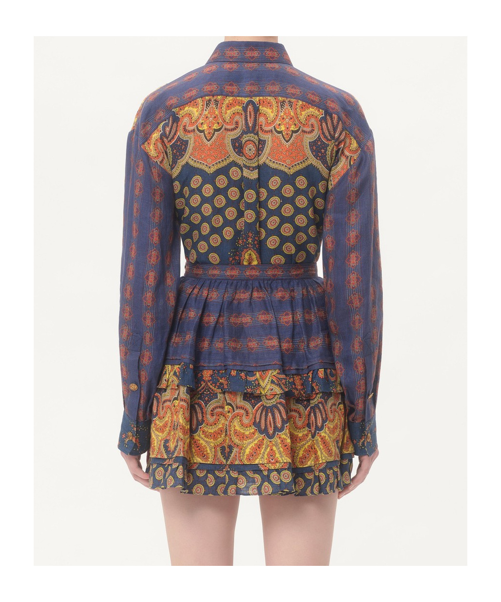 Valentino Garavani Women Paisley Linen Shirt With Medaglioni Voyage Imaginaire Pattern In Multicolor