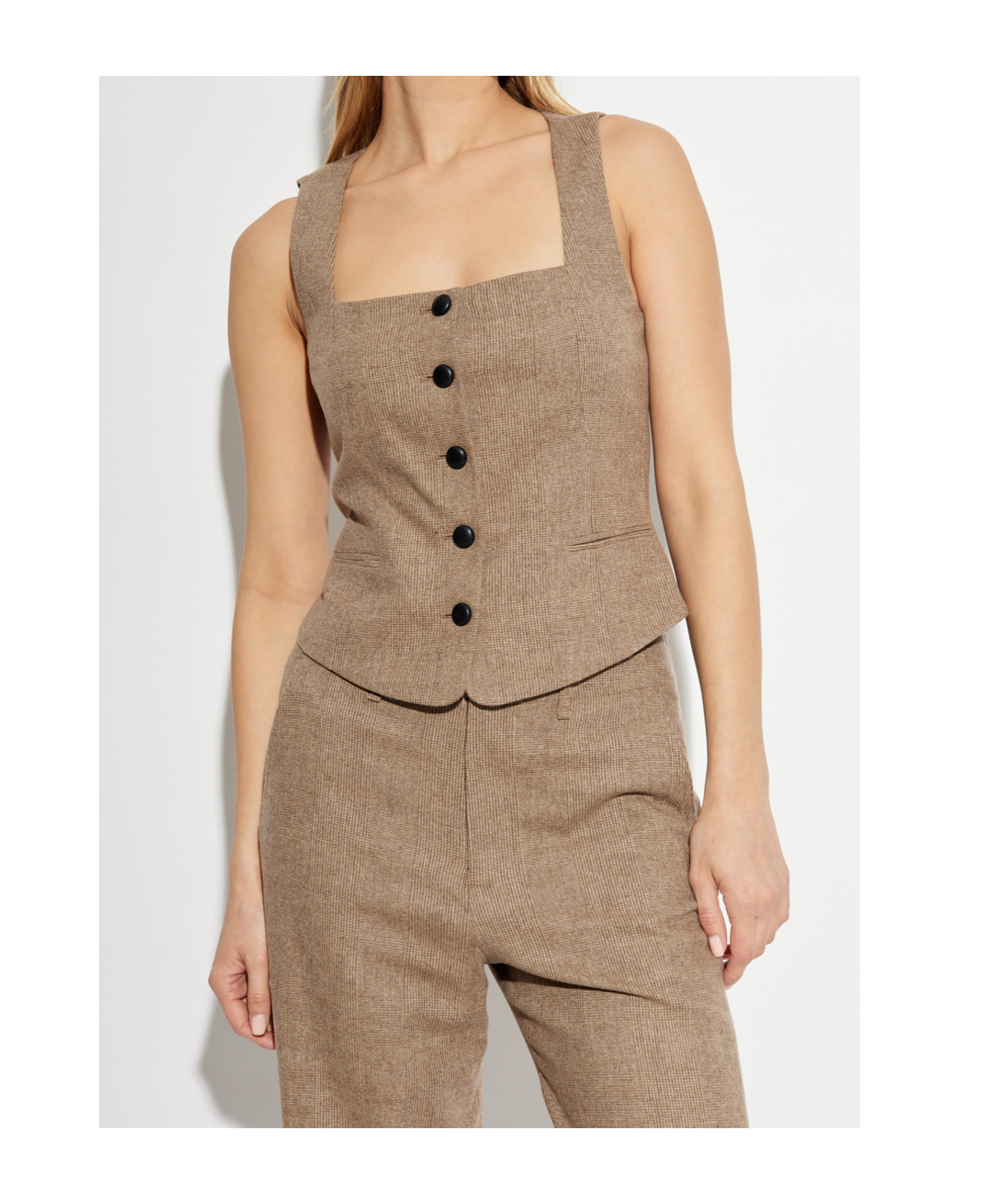 Rag & Bone Womens Camelpld Mariana Square-neck Wool-blend Waistcoat In Brown
