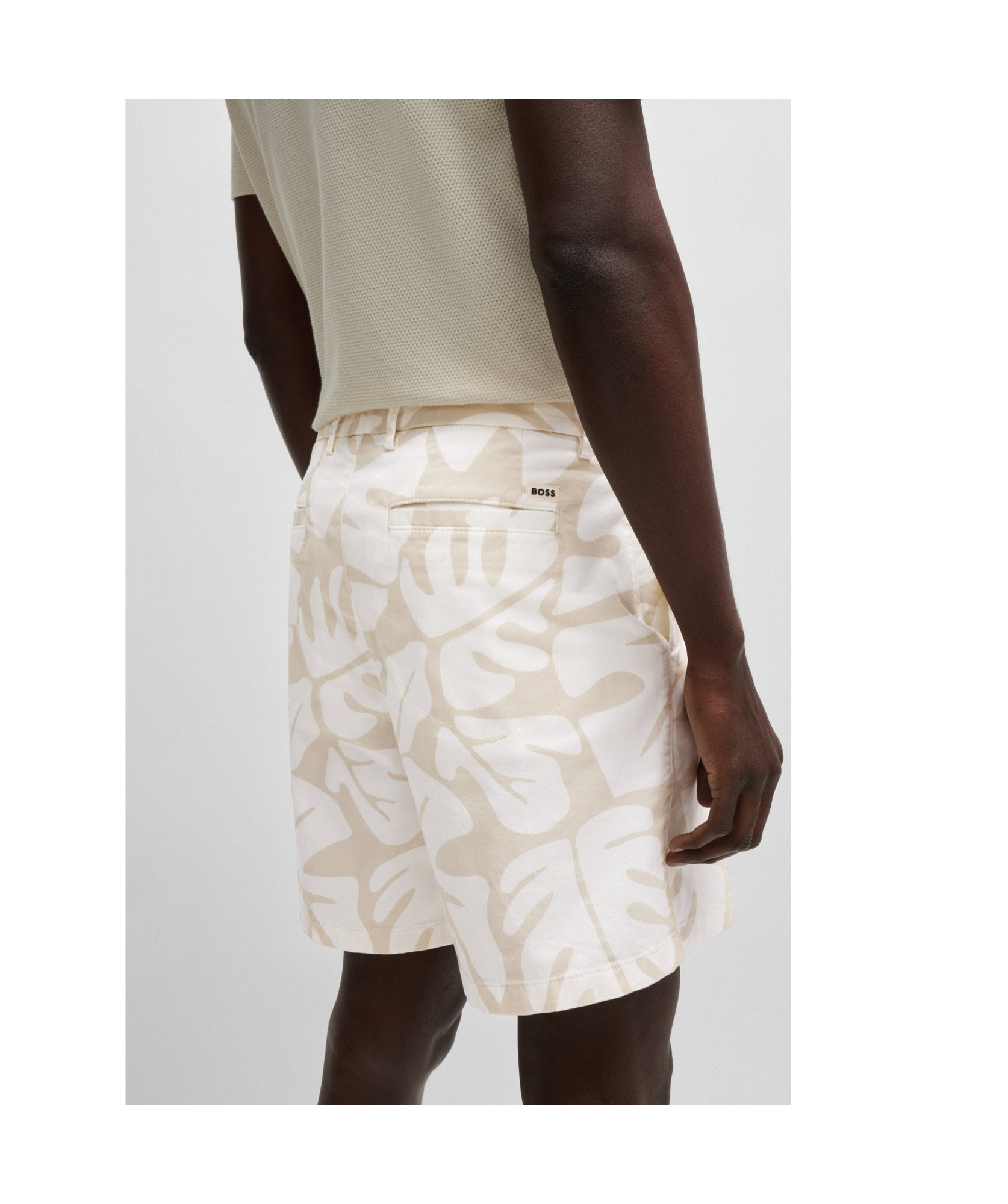 Hugo Boss Karlos Floral-print Chino Shorts In White