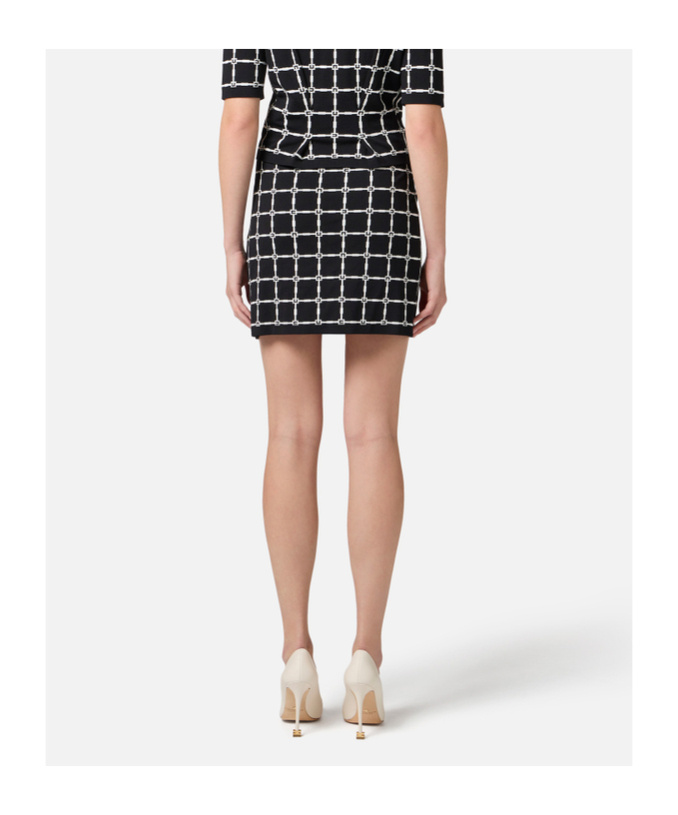 ELISABETTA FRANCHI GRID-PATTERNED BUTTONED MINI SKIRT