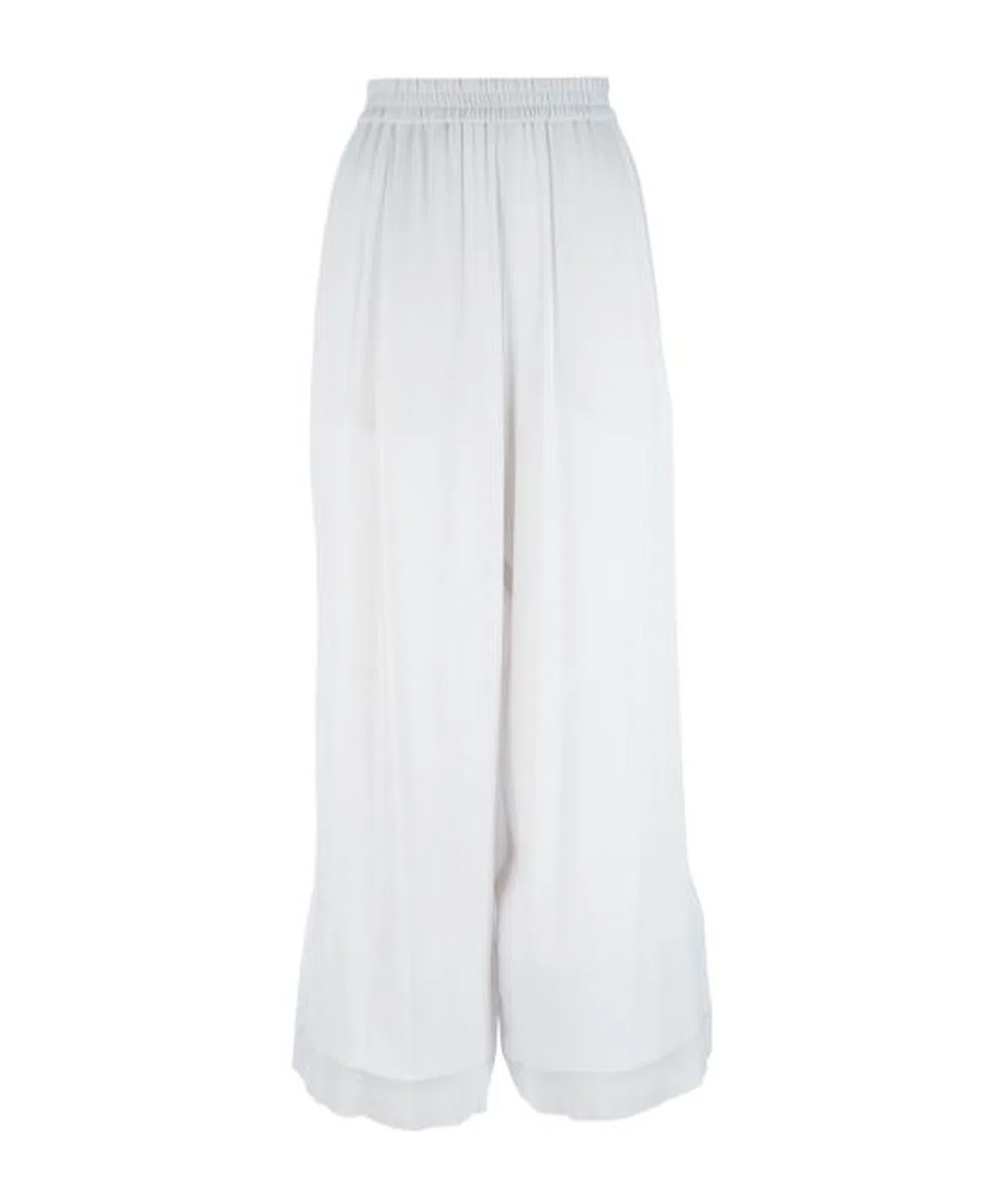 Fabiana Filippi Wide Leg Sheer Fabric Trousers With Elastic Waistband In White