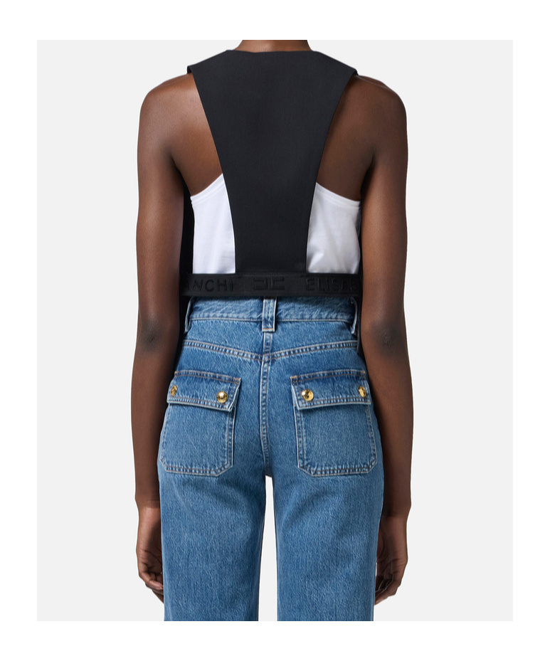 Elisabetta Franchi Lightweight Cool Wool Waistcoat In Black