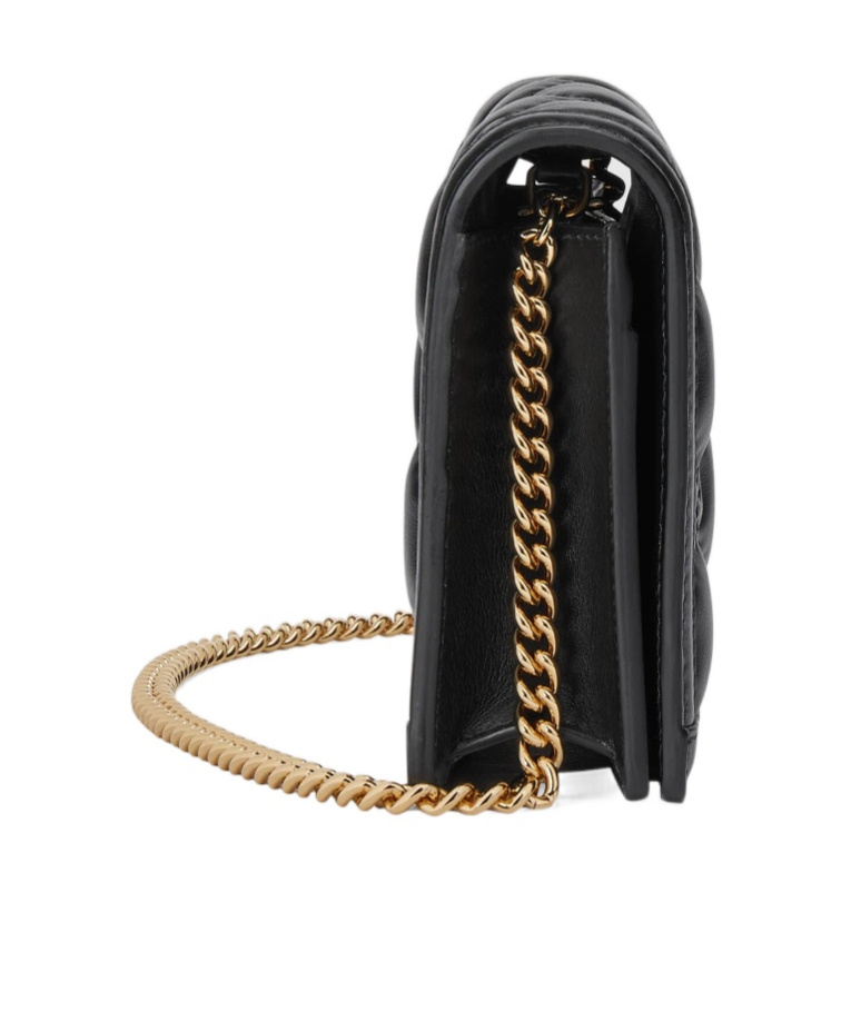 Gucci Gg Matelassé Chain-strap Wallet In Black