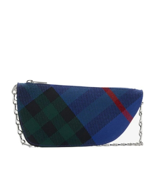 Burberry Shield Check-pattern Mini Bag In Blue