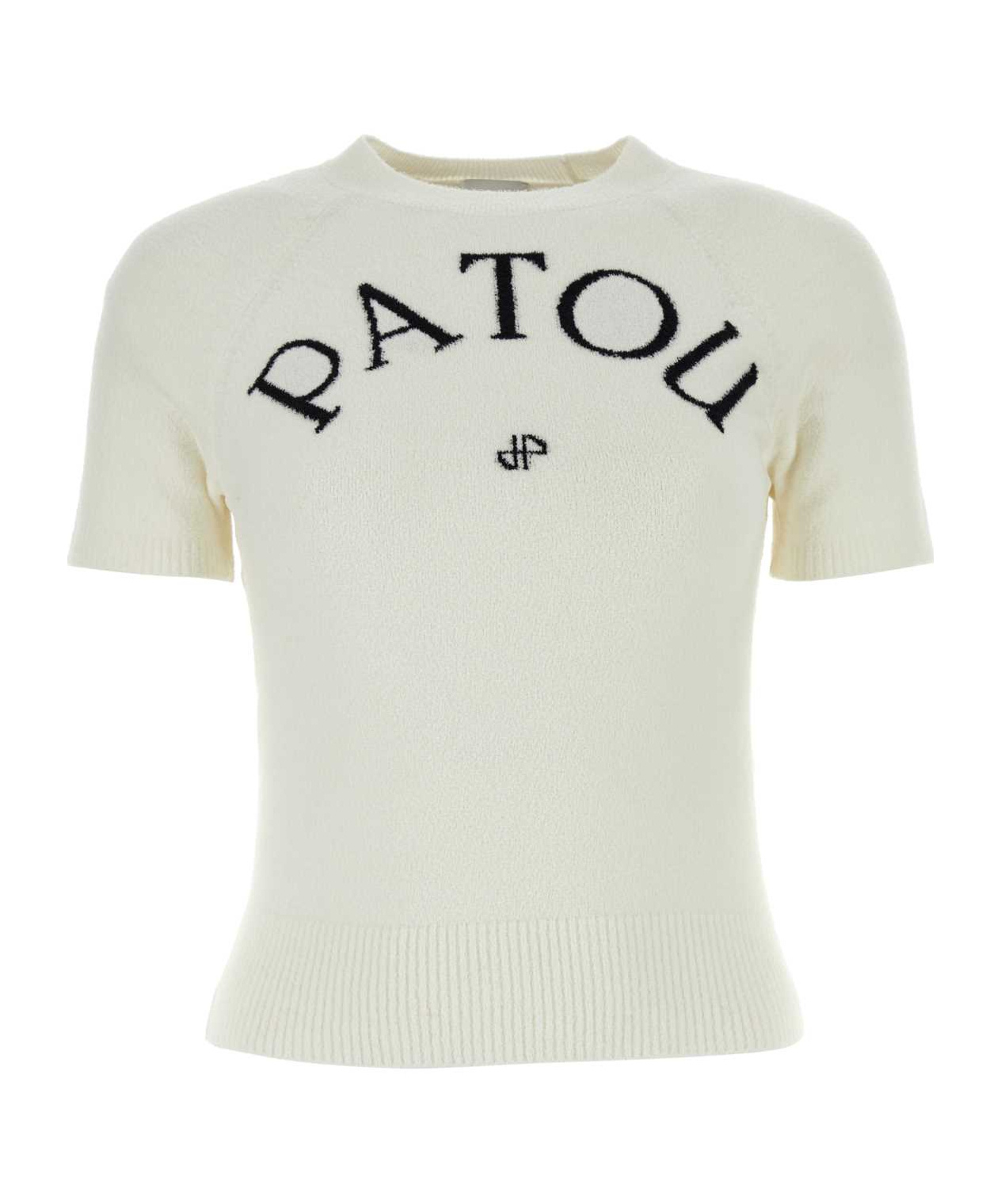 Patou Logo Jacquard Wool-blend Crop Top In White