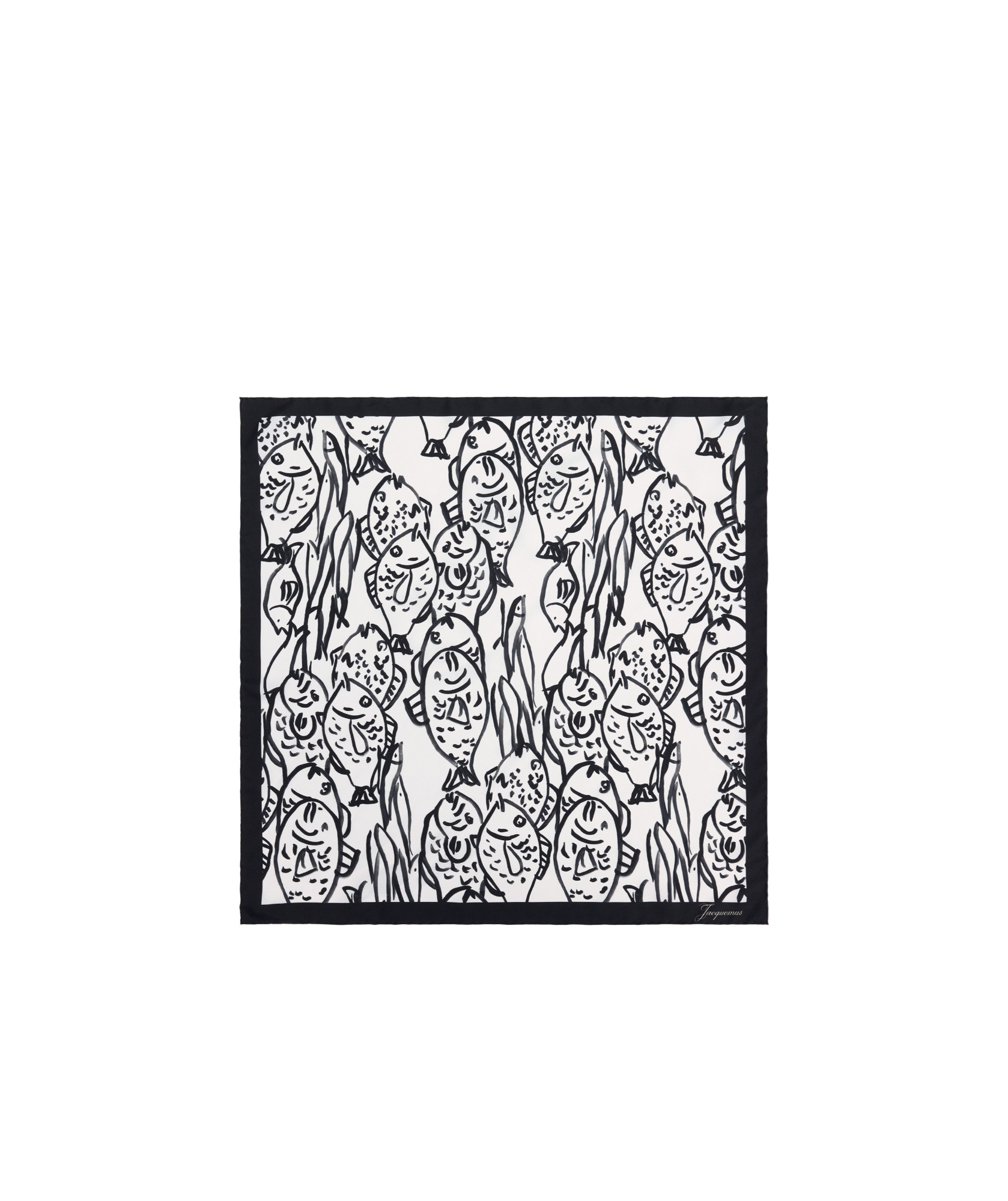 Jacquemus Le Bandana Poisson Square Silk Scarf In White