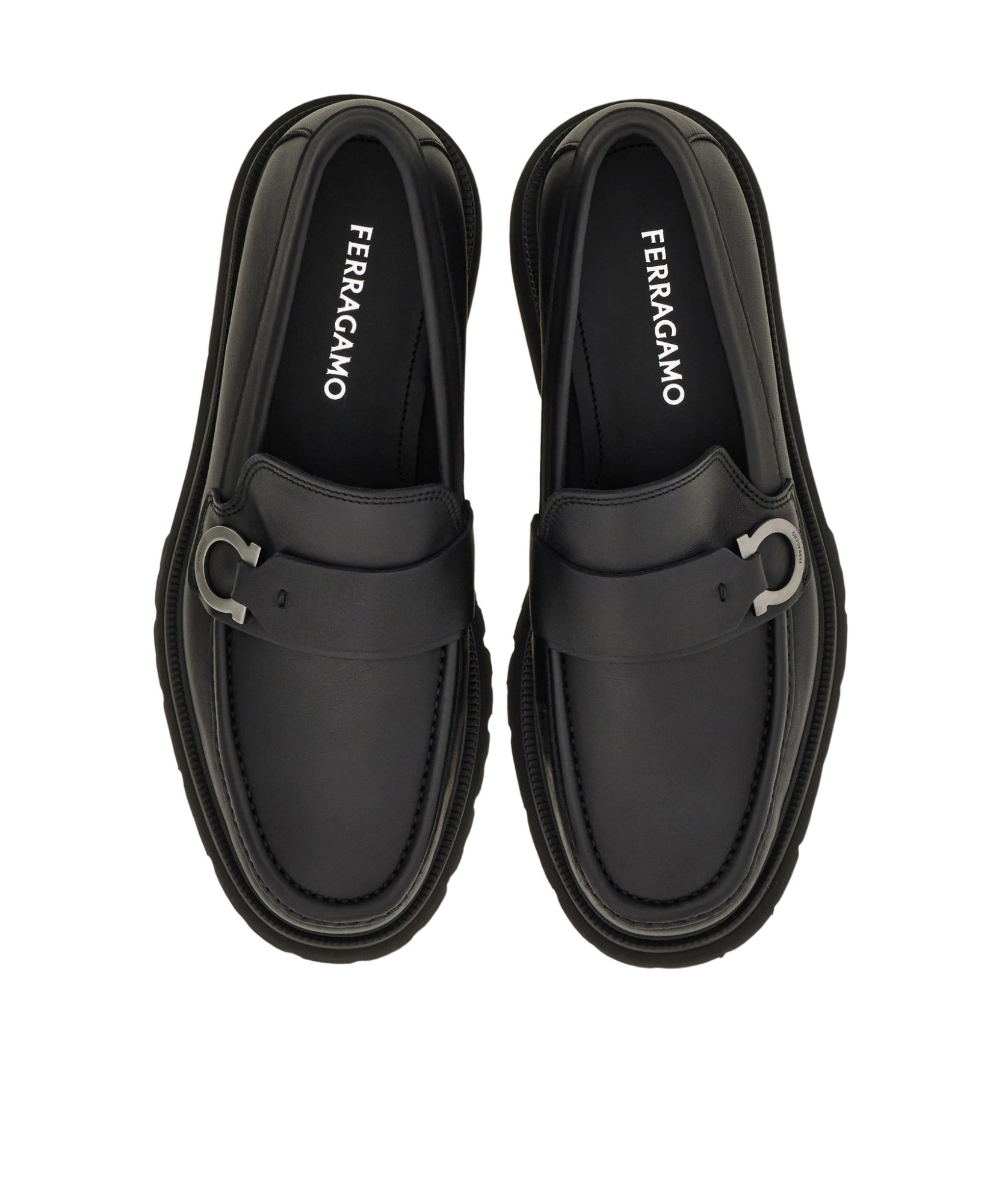 Ferragamo Mocassin Avec Ornement Gancini Noir Taille 44