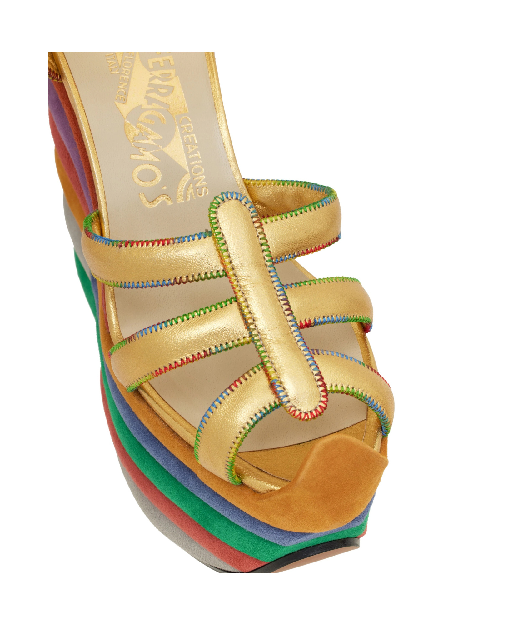 Ferragamo Rainbow Future Platform Sandals In Multi