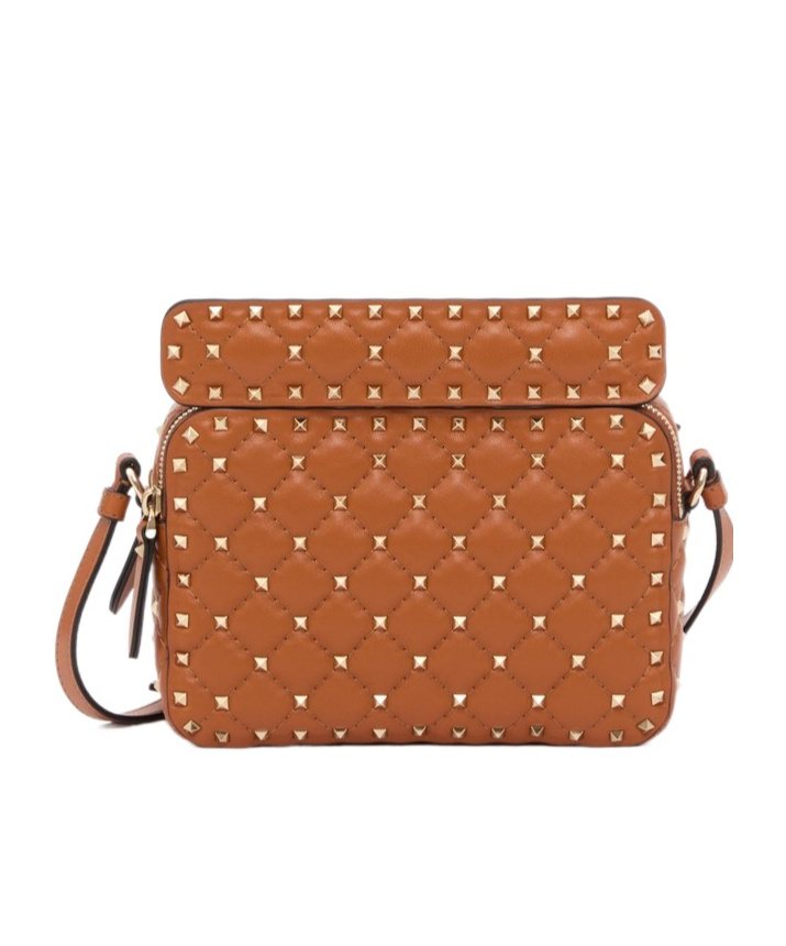 Valentino Rockstud Spike Crossbody Bag In Brown