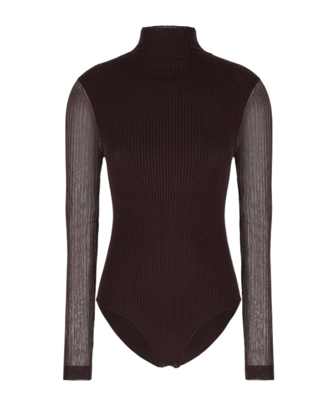 Fendi Aubergine Stretch Viscose Blend Bodysuit In Black