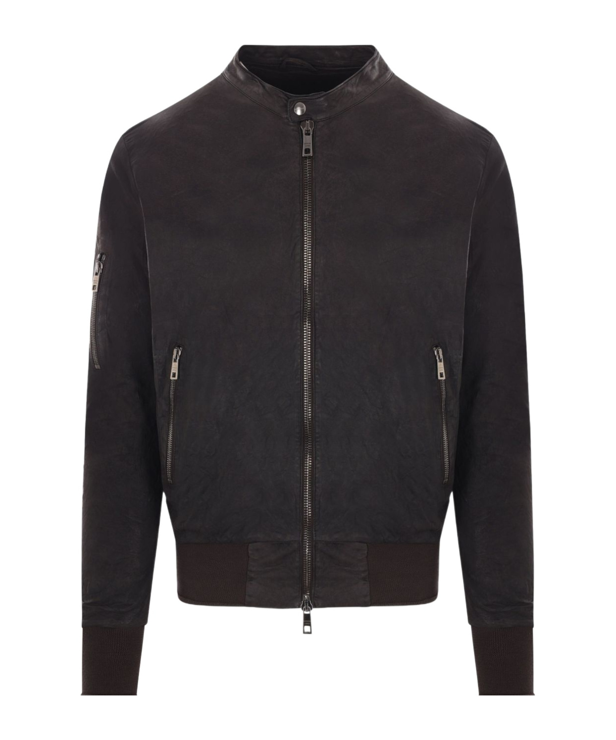 Giorgio Brato Long-sleeved Leather Jacket In Black