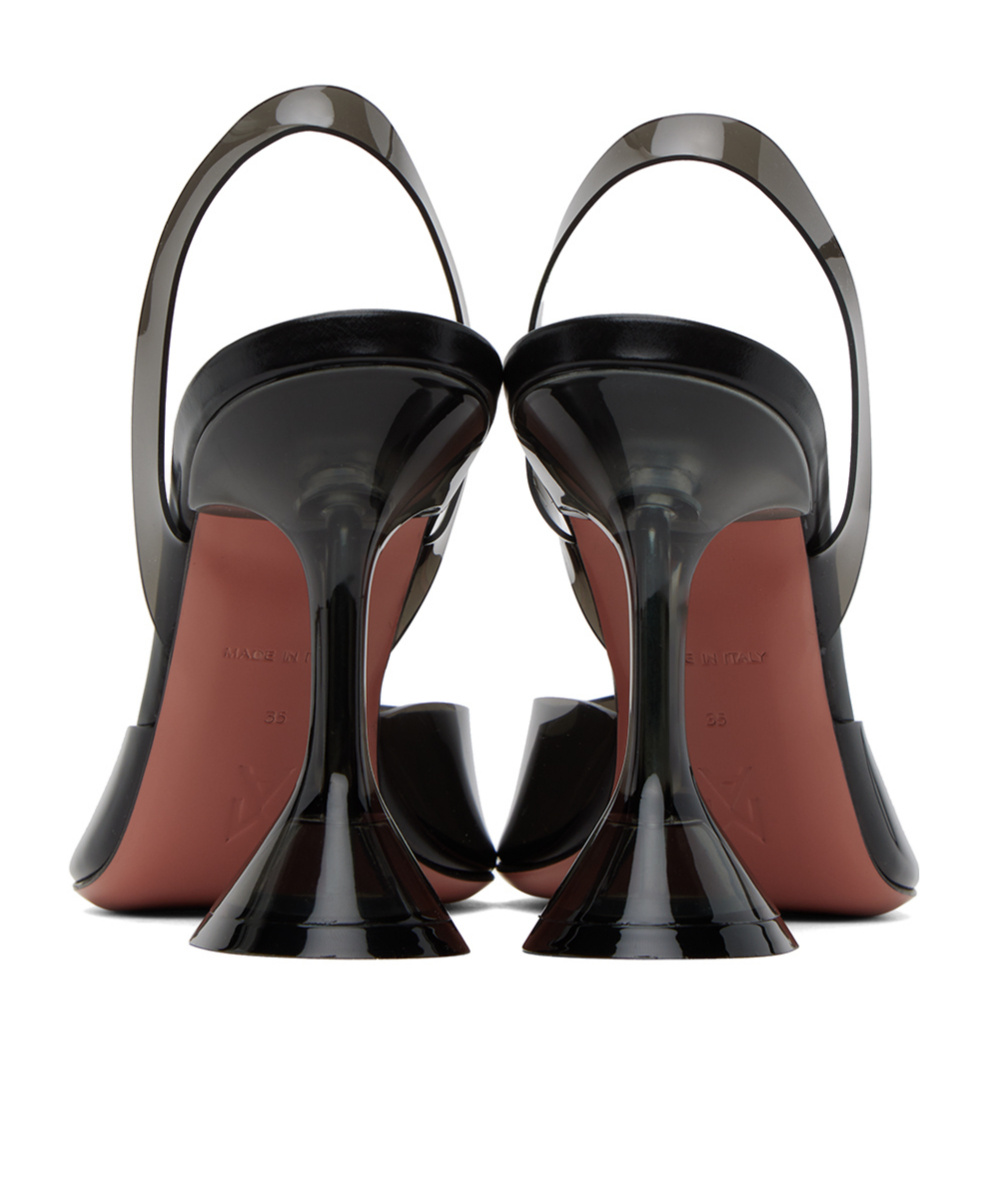 Amina Muaddi Holli Pointed-toe Leather Slingback Heels In Black