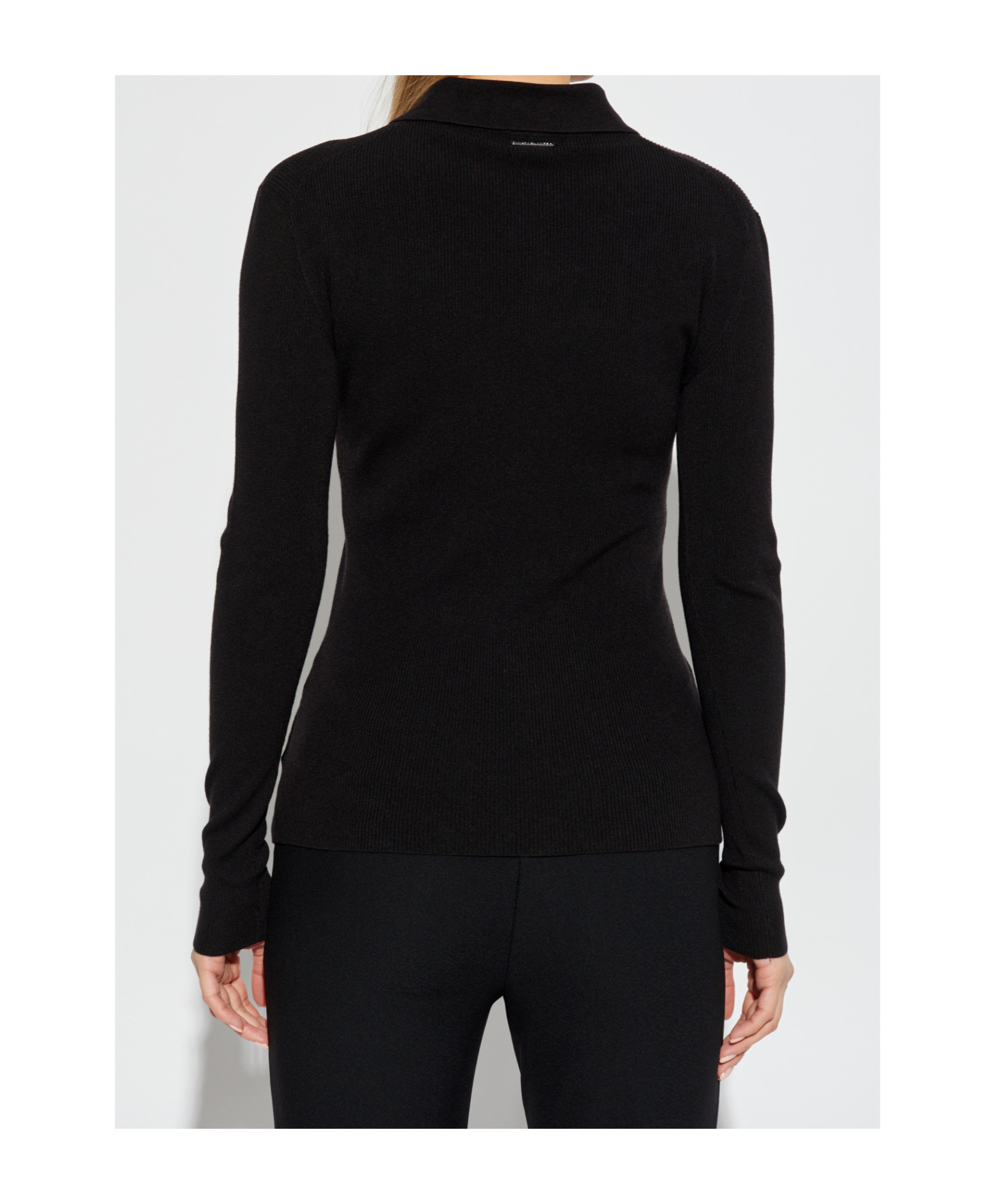 Michael Michael Kors Fitted Ribed Long Sleeves Button Up In Black