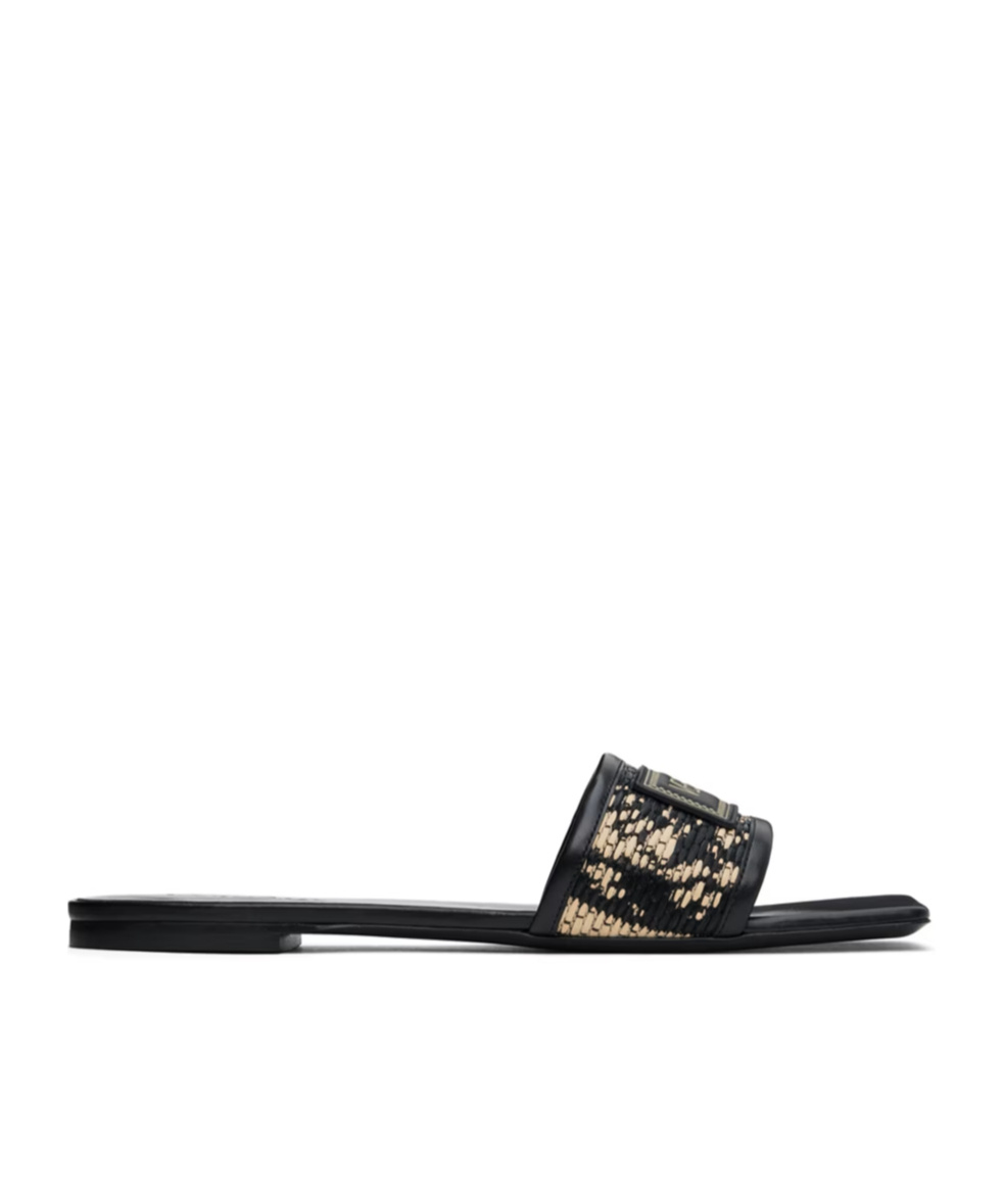 Versace Black Logo Patch Slides In Black