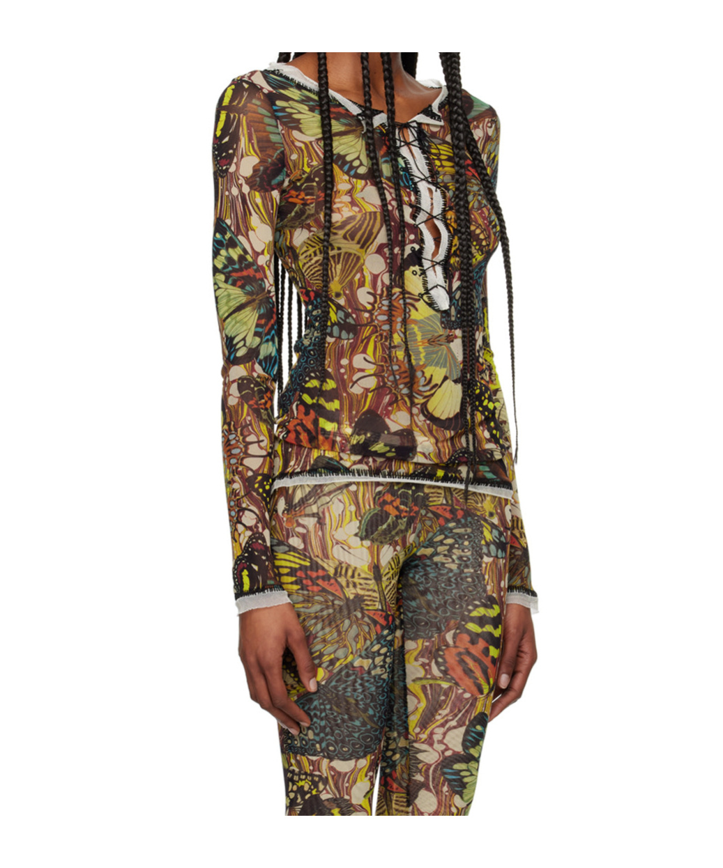 Jean Paul Gaultier Multicolor 'the Butterly' Long Sleeve T-shirt In Green