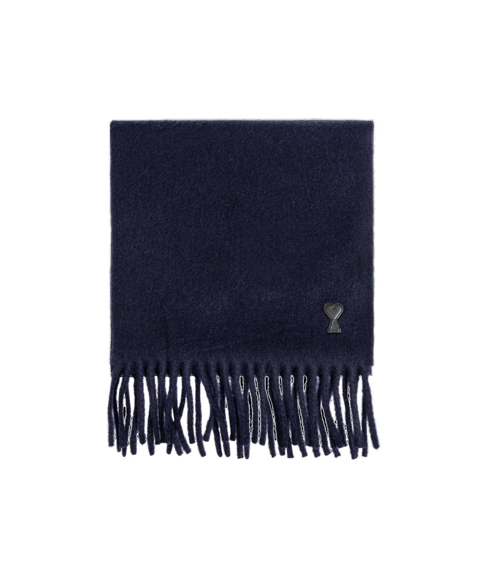 Ami Alexandre Mattiussi Ami Paris Logo Patch Fringed-edge Scarf In Black