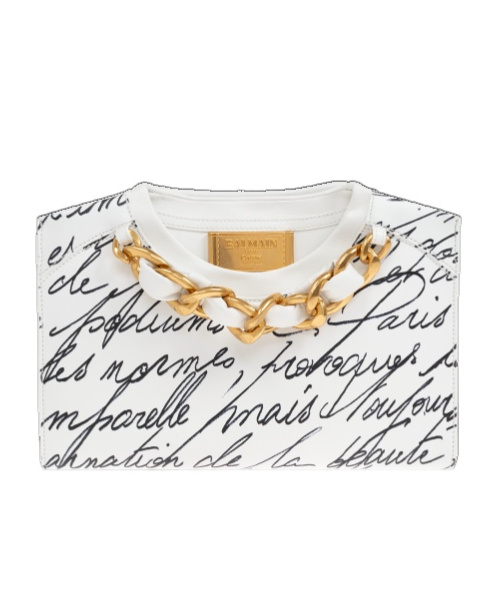 Balmain Pattern Clutch In White