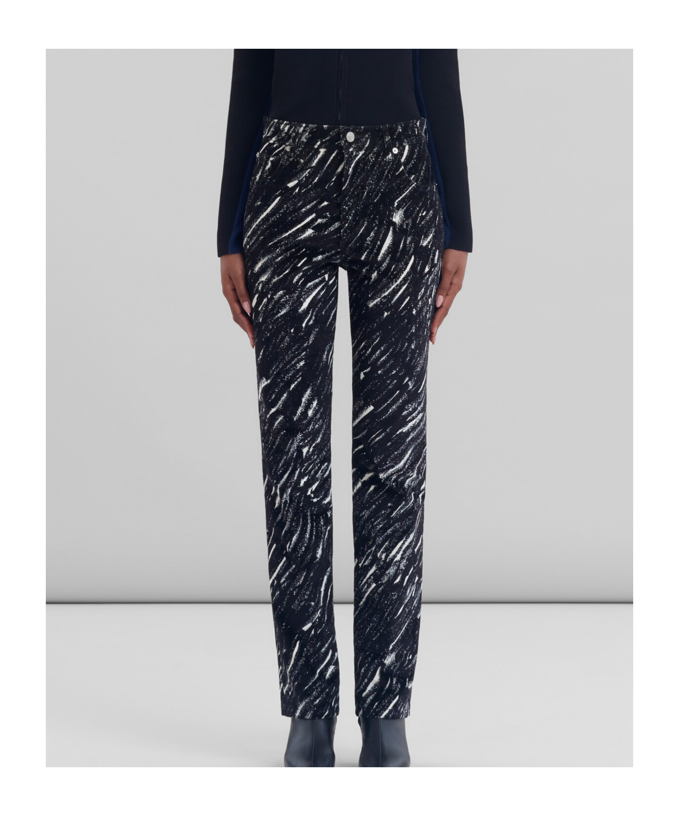 Shop Marni Black Flocked Jeans With Crayon Print