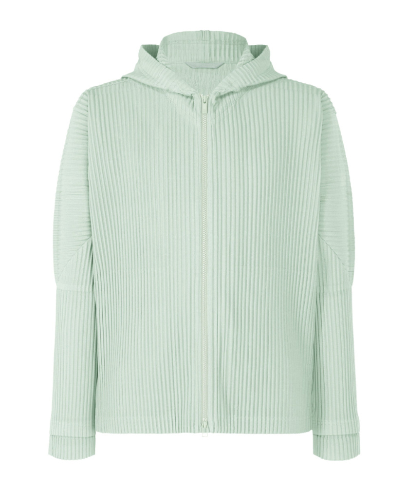 Issey Miyake Pleated Hooded Jacket In Blue