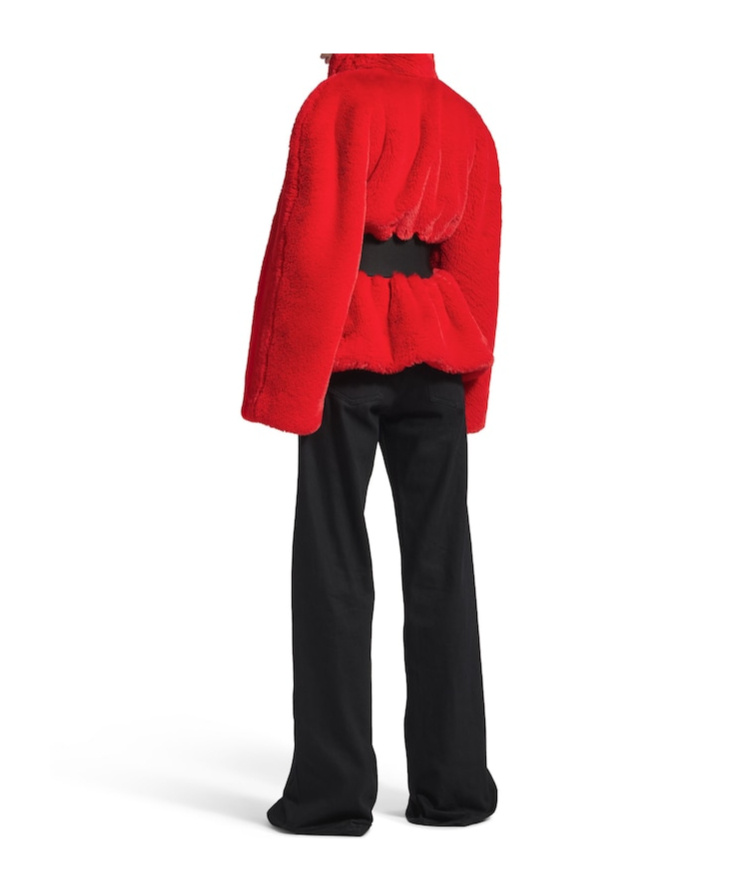 Balenciaga Faux Fur Jacket In Red