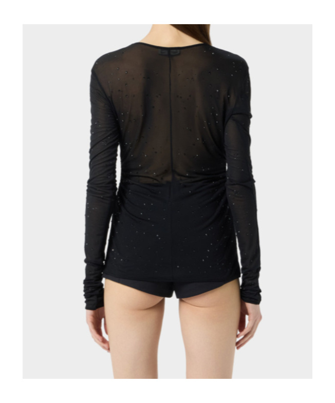 Blumarine Crystal-embellished T-shirt In Black