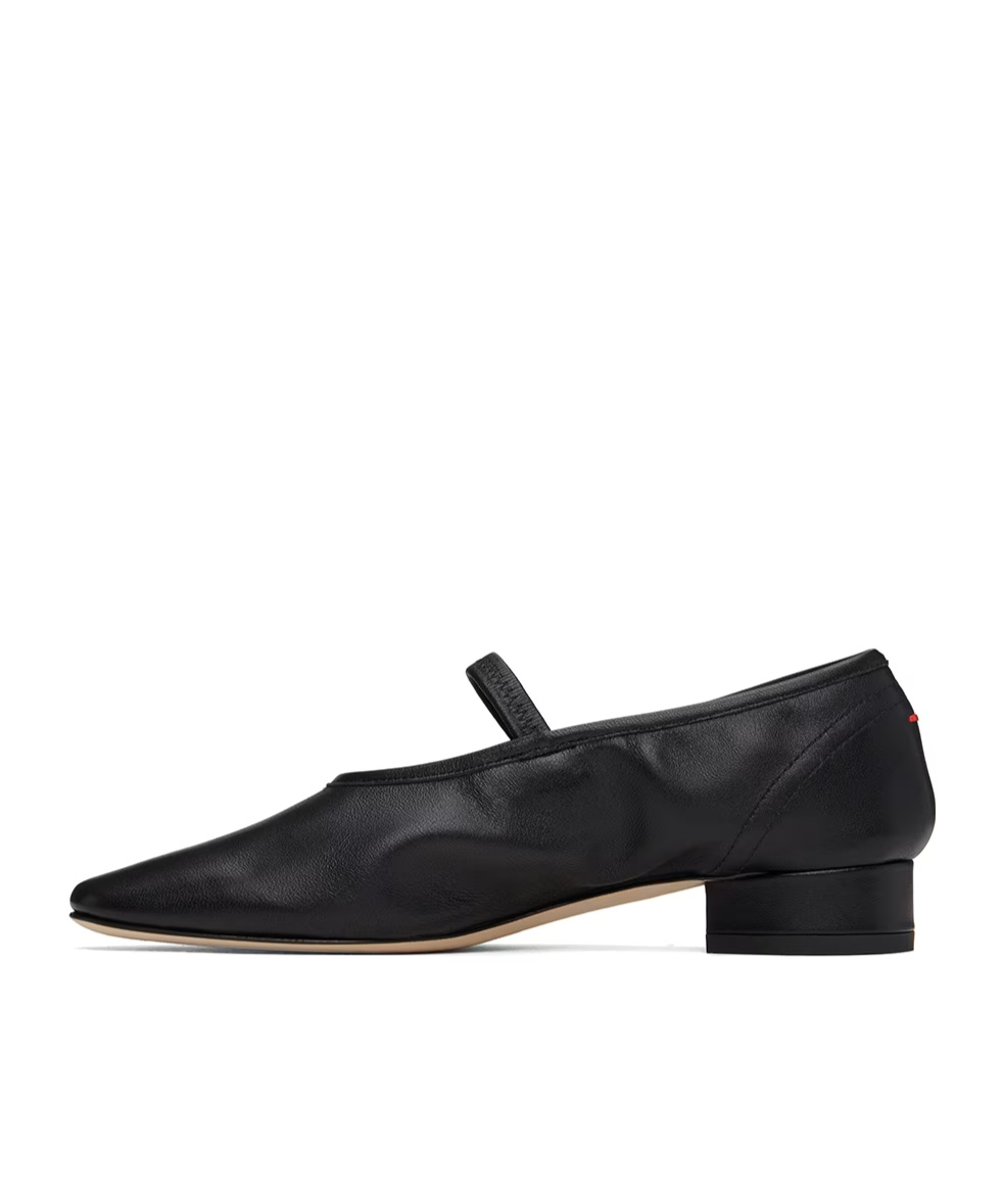 Aeyde Womens Pippa Block-heel Leather Ballet Flats Blac In Black