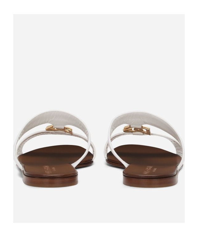 Dolce & Gabbana Ciabatta In Pelle Di Vitello Con Logo Dg In White
