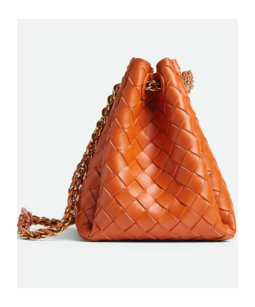 Bottega Veneta Small Parachute Leather Shoulder Bag In Orange