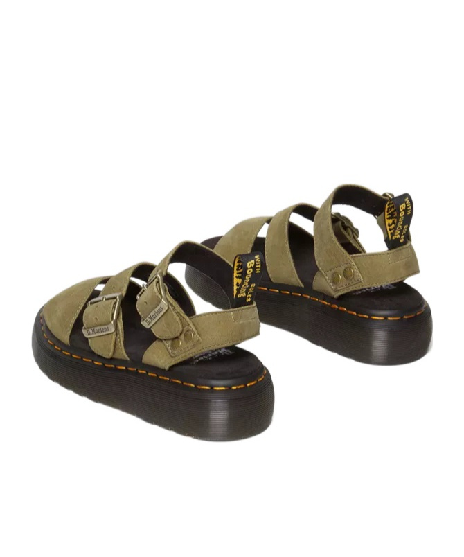 Dr. Martens' Khaki Gryphon Quad Sandals In Black