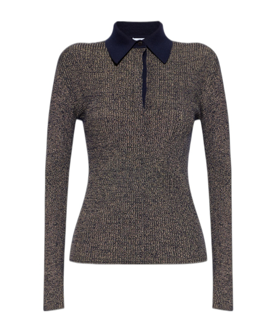 Ferragamo Long-sleeve Polo In Black