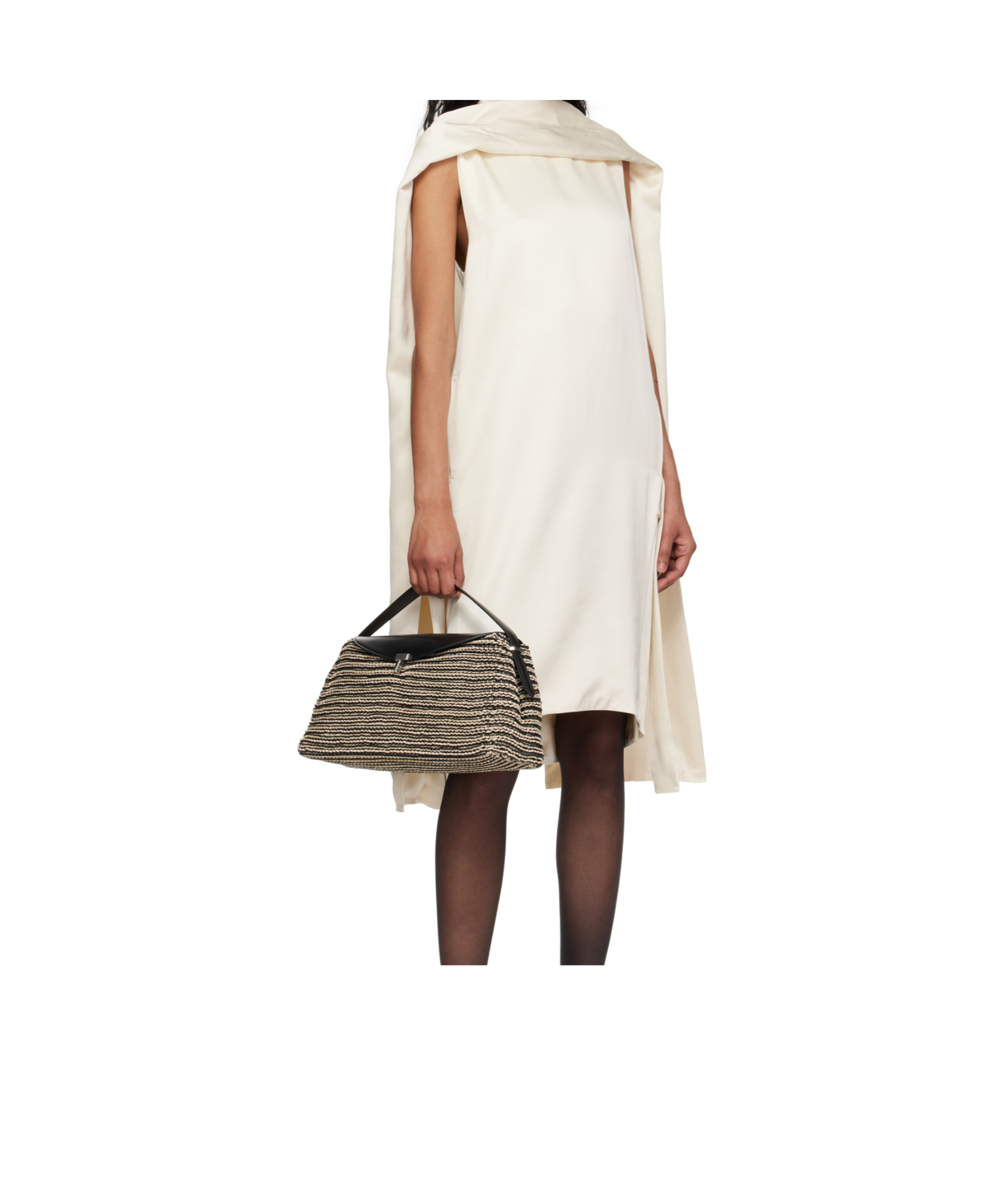 Totême T-lock Woven Leather Shoulder Bag In Black