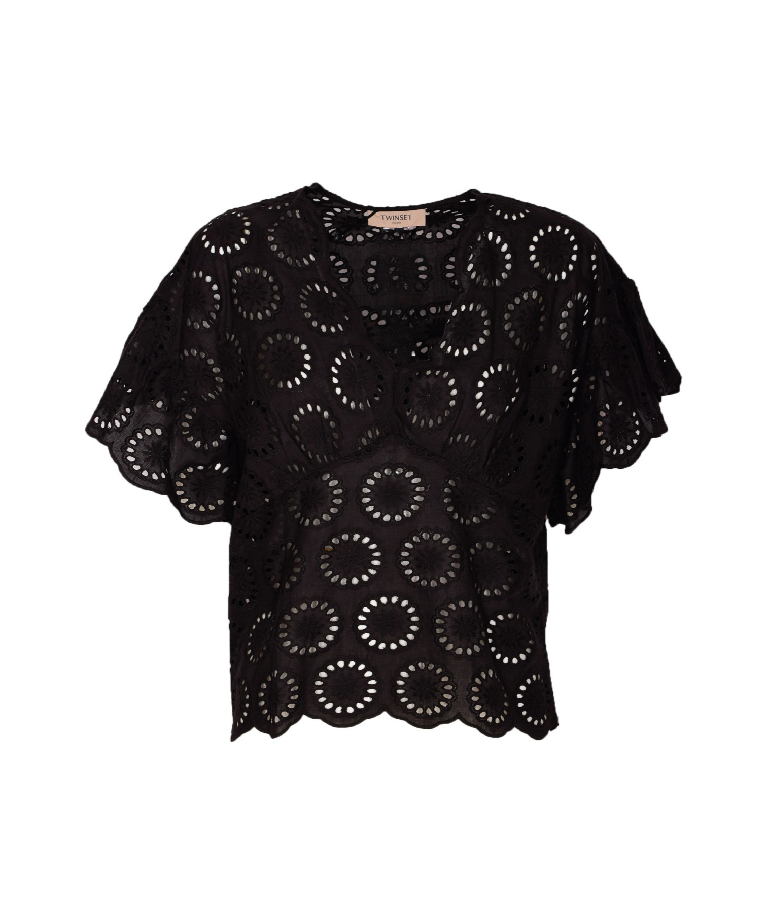 Shop Twinset Broderie-anglaise Cap-sleeve Blouse