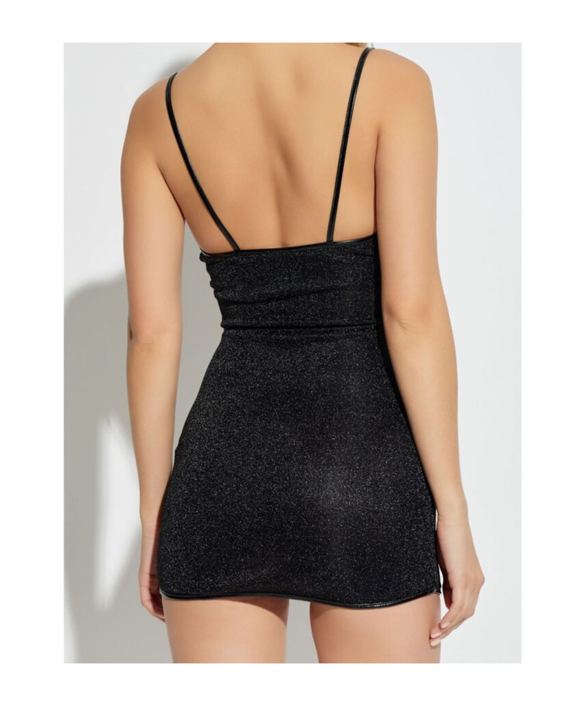 Shop Oseree Lurex Mini Dress In Black